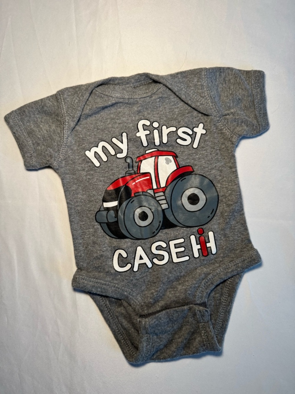 My First “Case IH” Tractor Gray Baby Onesie